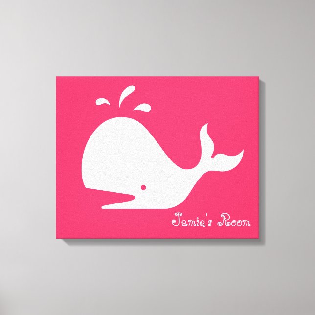 Cute Whale Art: Customizable Text & Color! Canvas Print (Front)