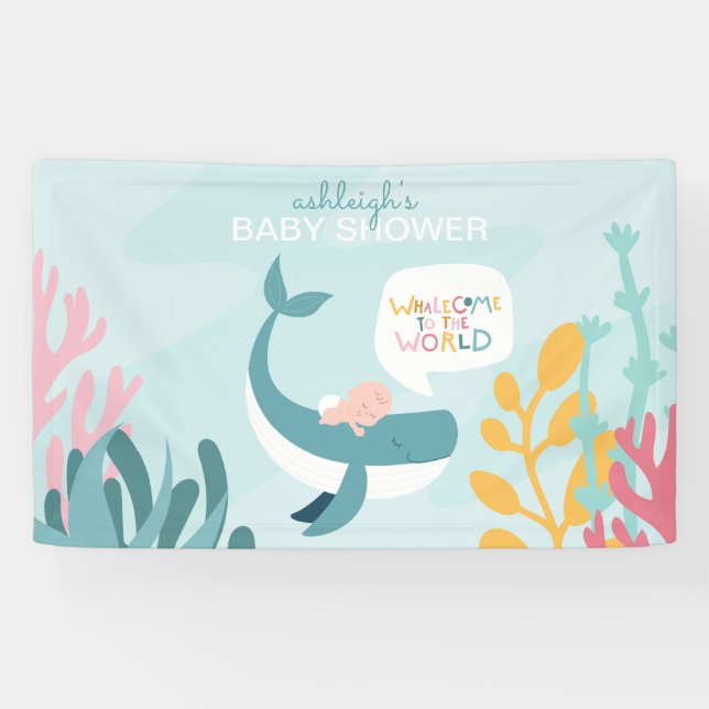 Cute Whale Baby Shower Banner (Horizontal)