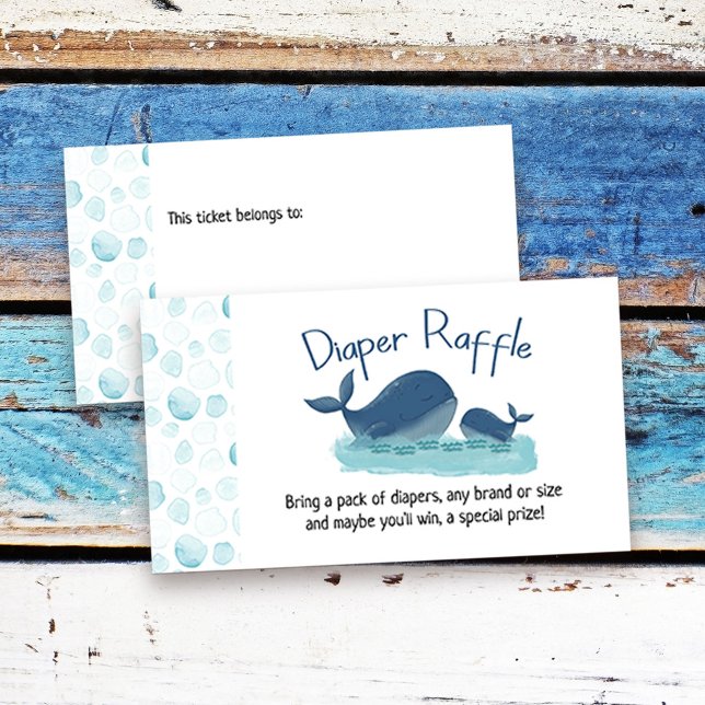 Cute Whale Baby Shower Diaper Raffle Enclosure Card (Diaper raffle tickets from my Happy Whale collection. Message if you need different items.)