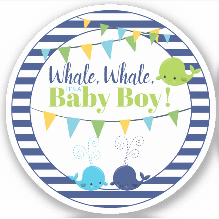 Stationery Labels 30 Cute Baby Shower Whale Baby Boy ...