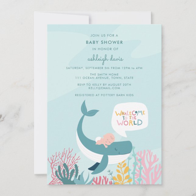 Cute Whale Baby Shower Invitation (Front)