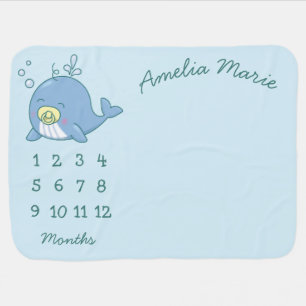 Cute Whale Baby Shower Kawaii Blanket