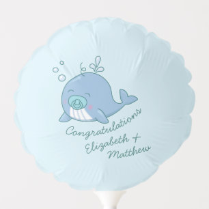 Cute Whale Baby Shower Kawaii Boy Blue Balloon