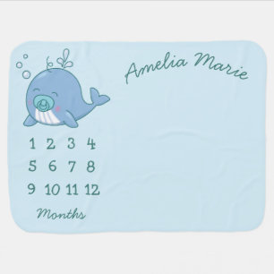 Cute Whale Baby Shower Kawaii Boy Blue Blanket