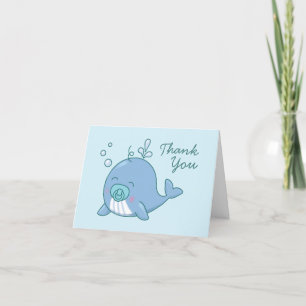 Cute Whale Baby Shower Kawaii Boy Blue Thank You