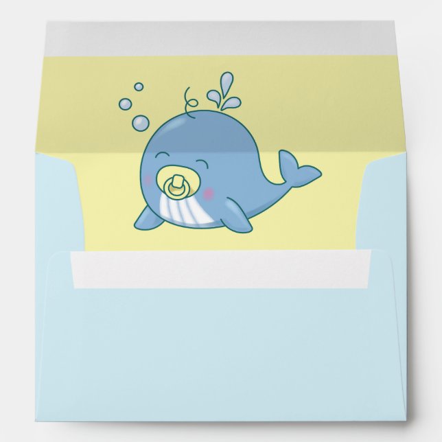 Cute Whale Baby Shower Kawaii Envelope (Back (Bottom))