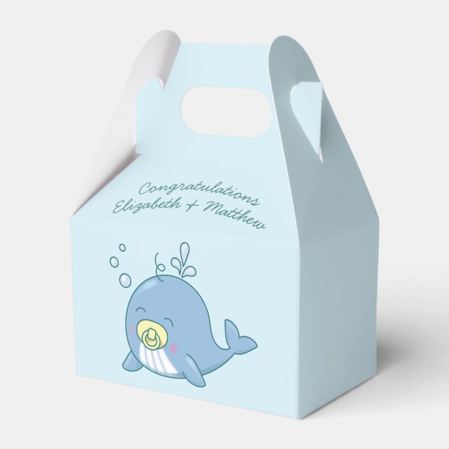 Cute Whale Baby Shower Kawaii Favor Boxes (Front Side)