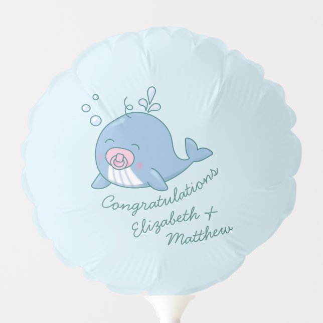 Cute Whale Baby Shower Kawaii Girl Pink Balloon (Front)