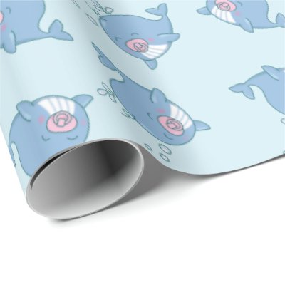 Cute Whale Baby Shower Kawaii Girl Pink Wrapping Paper