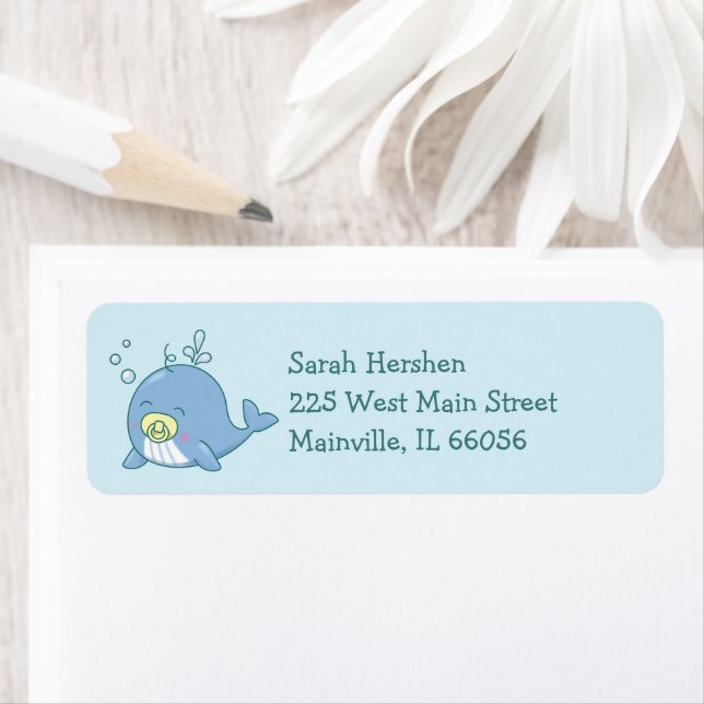 Cute Whale Baby Shower Kawaii Label (Insitu)