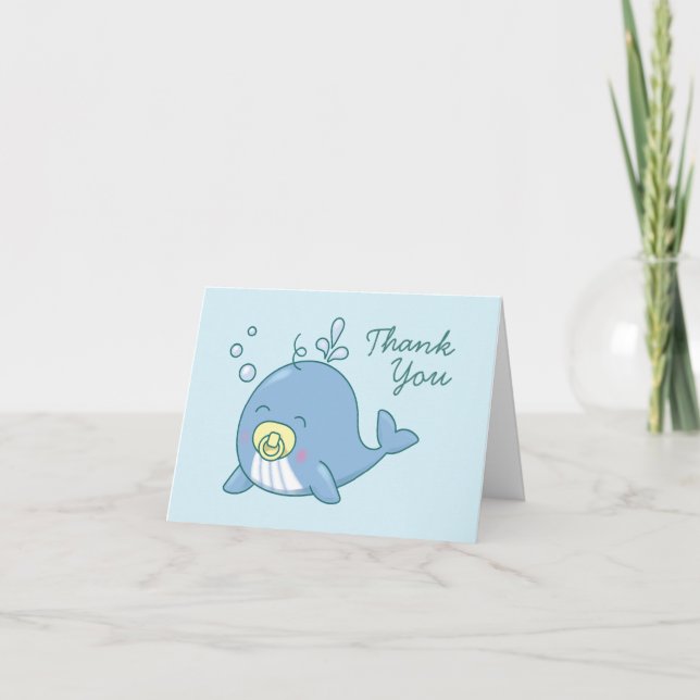Cute Whale Baby Shower Kawaii Thank You Card (Front)