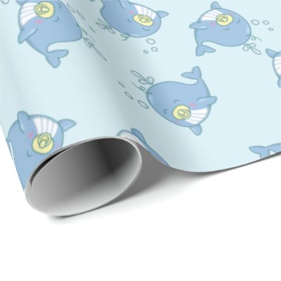 Cute Whale Baby Shower Kawaii Wrapping Paper