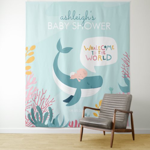 Cute Whale Baby Shower Tapestry