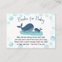 Cute Whale Baby Shower Watercolor Books for Baby Enclosure Card