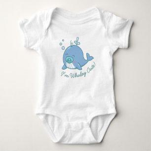 Cute Whale Baby Shower Whaley Cute Boy Blue Baby Bodysuit