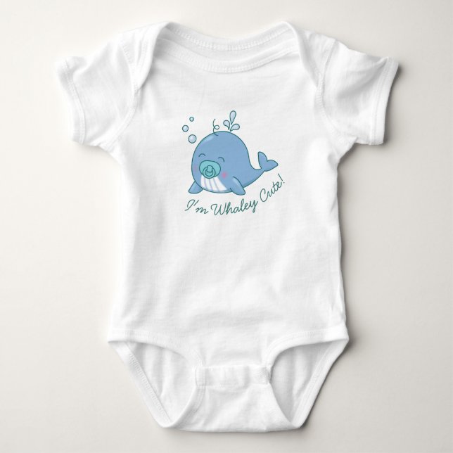 Cute Whale Baby Shower Whaley Cute Boy Blue Bodysuit (Front)