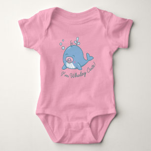 Cute Whale Baby Shower Whaley Cute Girl Pink Baby Bodysuit