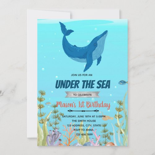 Cute whale birthday shower theme holiday card