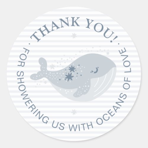 Cute Whale Blue Boy Baby Shower Classic Round Sticker