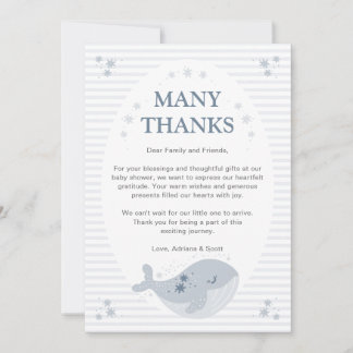 Cute Whale Blue Boy Baby Shower Thank You Card