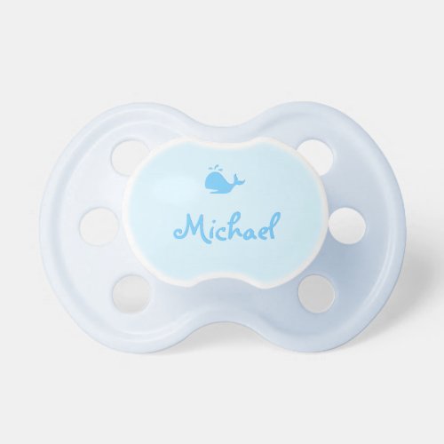 Cute Whale Blue Custom Monogrammed New Baby Boy Pacifier