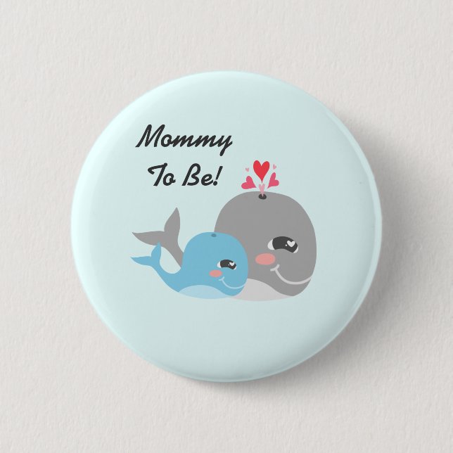 Cute Whale Boy Baby Shower Button (Front)