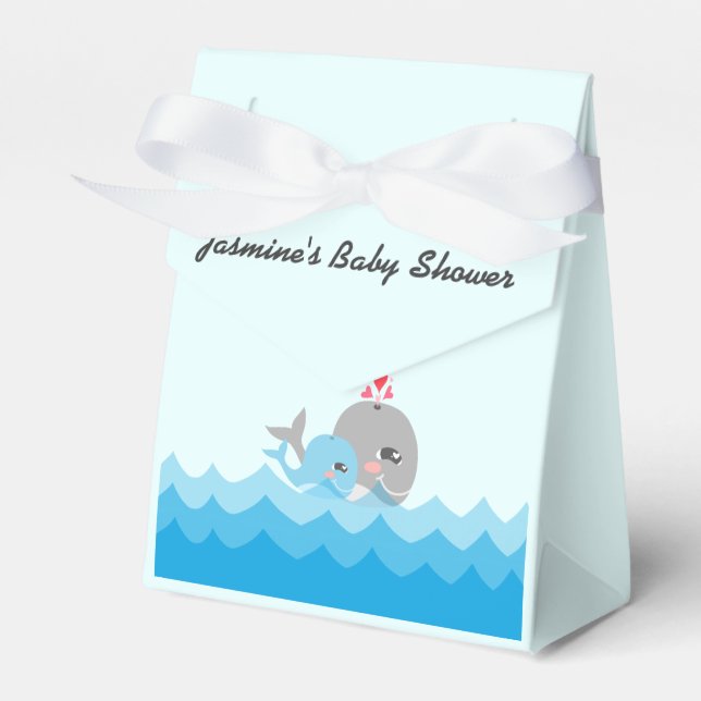 Cute Whale Boy Baby Shower Favor Boxes (Front Side)