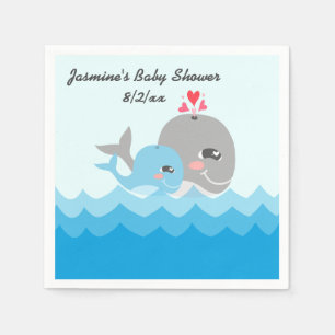 Cute Whale Boy Baby Shower Paper Napkins