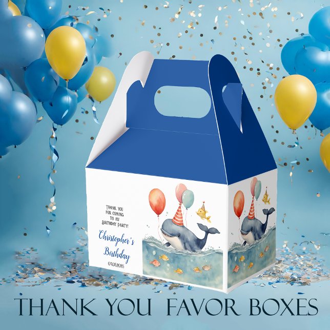 Cute Whale Boys Birthday Favor Boxes (Creator Uploaded)