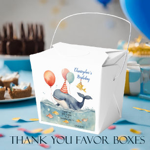 Cute Whale Boy's Birthday Thank You Favor Boxes