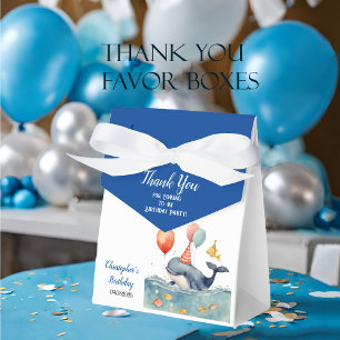 Cute Whale Boy's Birthday Thank You Favor Boxes