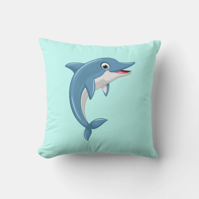 Cute Whale Cartoon Artwork-67000 Throw Pillow (Front)