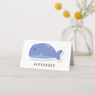 Cute Whale Cartoon Personalized Sticker – Flat  Place Card