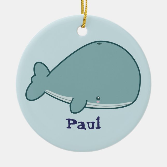 Cute Whale Ceramic Ornament (Front)