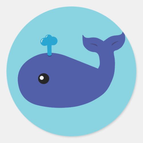 Cute Whale Classic Round Sticker