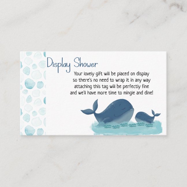 Cute Whale Display Shower Gift Tag Enclosure Card