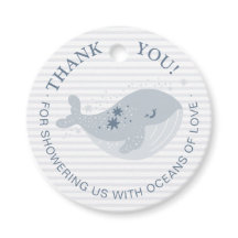 Cute Whale Dusty Blue Stripes Boy Baby Shower