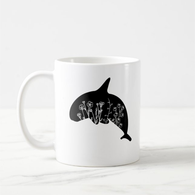Cute Whale Flower Coffee Mug (Left)