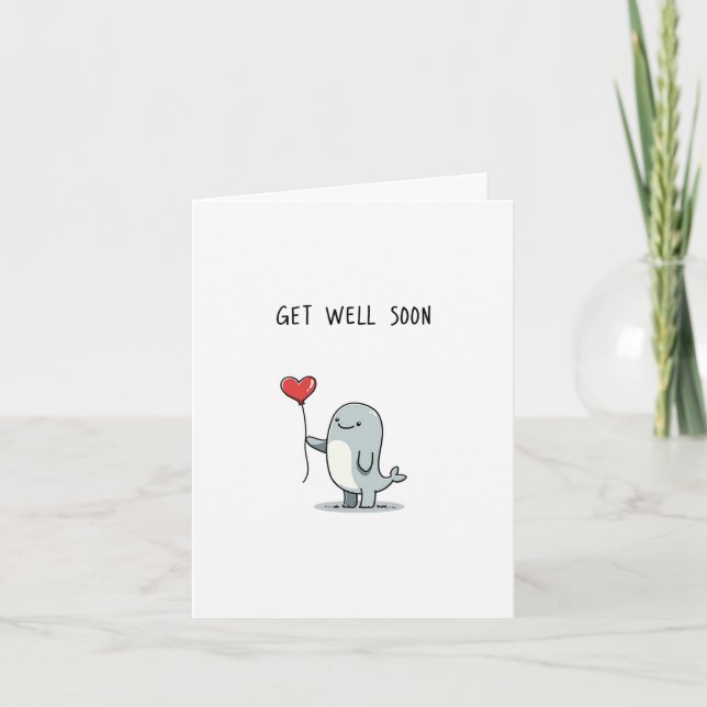 Cute Whale Get Well Card (Front)