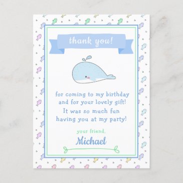 Cute Whale Kids Birthday Thank You 