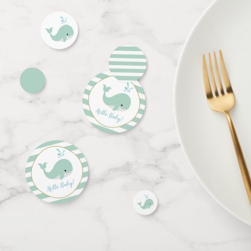 Cute Whale Mint Green Baby Shower Confetti