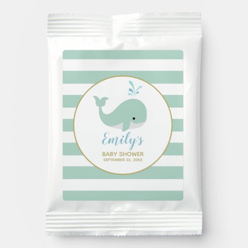 Cute Whale Mint Green Striped Baby Shower Hot Chocolate Drink Mix