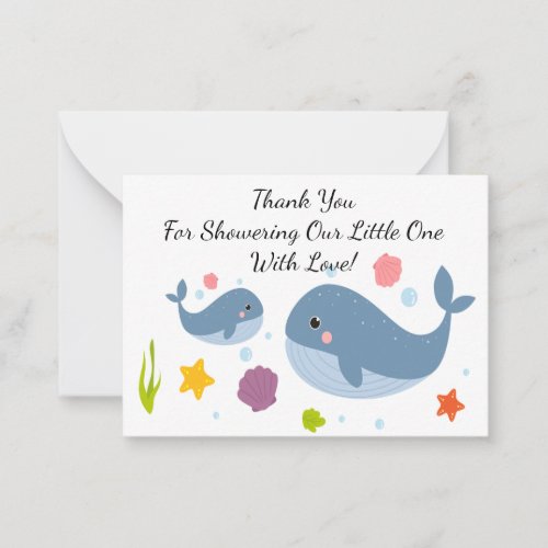 Cute Whale Mother And Her Baby Thank You Card