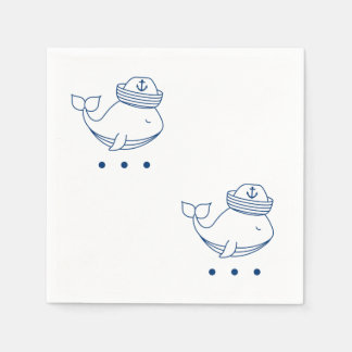 cute whale nautical theme party napkins