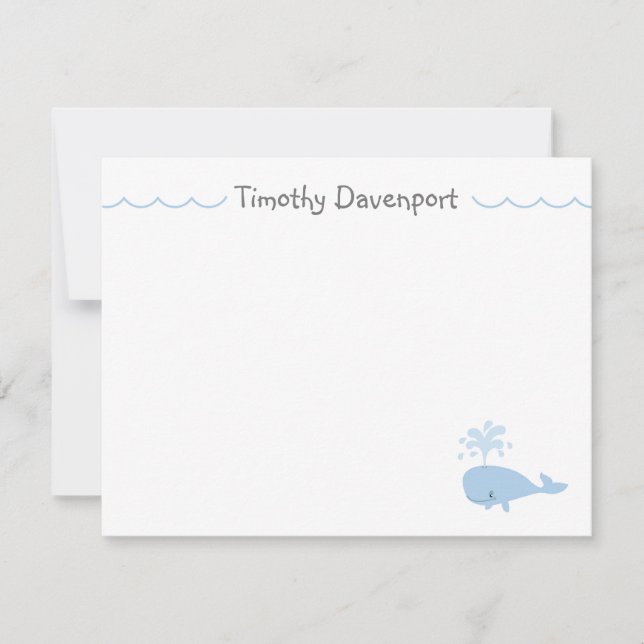 Cute Whale Note Card (Front)