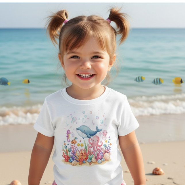 Cute Whale Octopus Under the Sea Baby T-Shirt (Creator Uploaded)