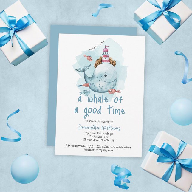 Cute Whale Of A Good Time Boy Baby Shower Invitation (Cute Whale Of A Good Time Boy Baby Shower Invitation
)