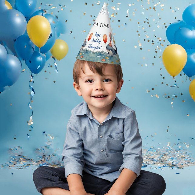 Cute Whale of a Time Boys Birthday Party Hat (Creator Uploaded)