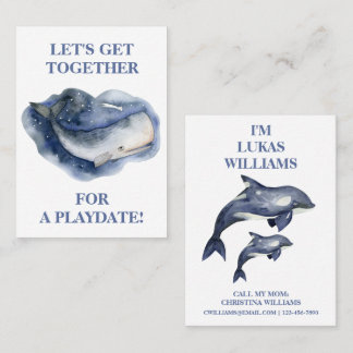 Cute Whale & Orca Boys Playdate Mommy Calling Card