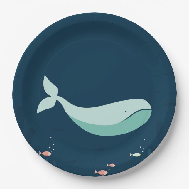 Cute Whale Party Supply Plate (Front)